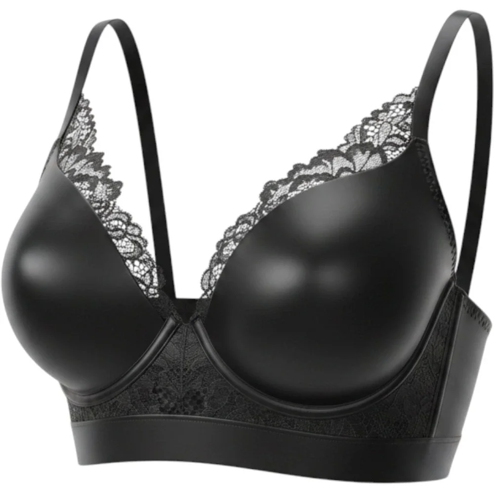 La Senza Black Lace‎ Longline Push Up Bralette Keyhole Back Medium